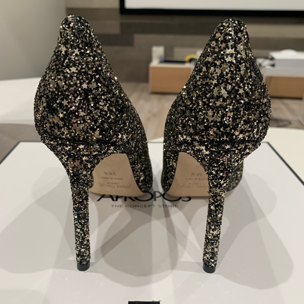 Sold!Jimmy Choo Romy 100 glitter gold mix - Picture 5 of 7